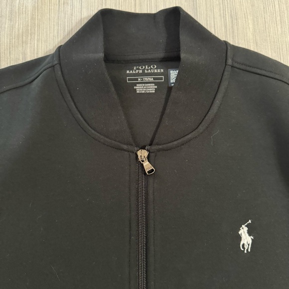 Polo Ralph Lauren Black Double-Knit Bomber Jacket White Pony - Picture 5 of 16